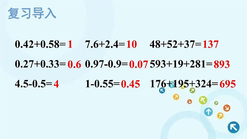 人教版数学四年级下册 第4课时 整数加法运算律推广到小数 课件02