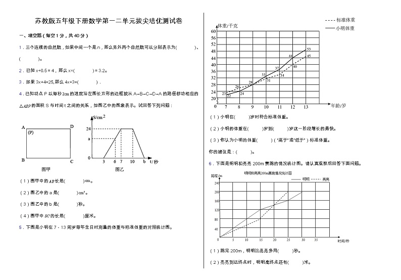 【阶段培优】苏教版五年级下册数学第一二单元拔尖培优测试卷（含答案）01