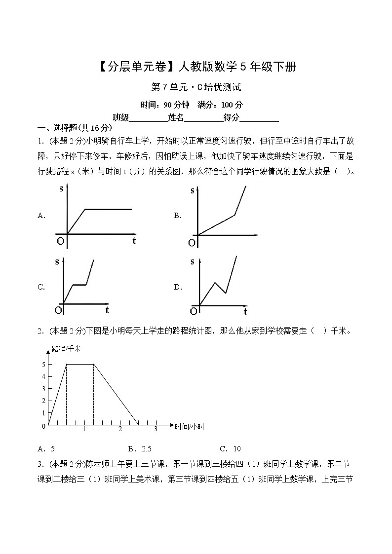数学人教版5年级下册第7单元【分层单元卷】C培优测试(含答案)02
