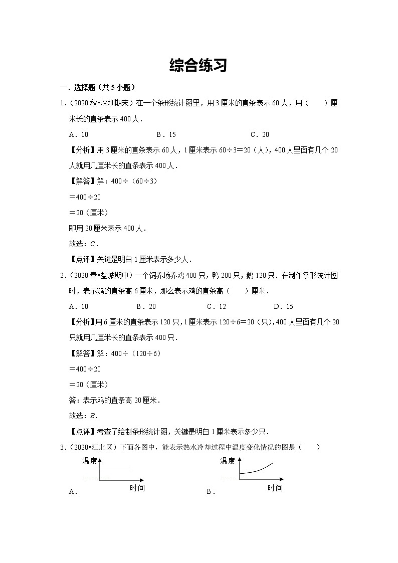 小学五年级下册（人教版）数学讲义  14 A 春季五年级 第十四讲 期末练习—统计 基础版02