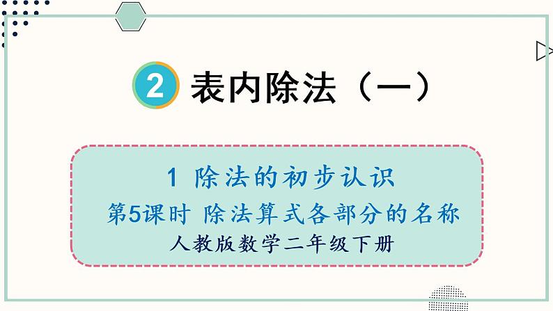 人教版二年级数学下册课件 2.1.5 除法算式各部分的名称第1页