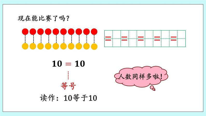 青岛版（五年制）数学一上 1.9 认识“=” 课件第4页