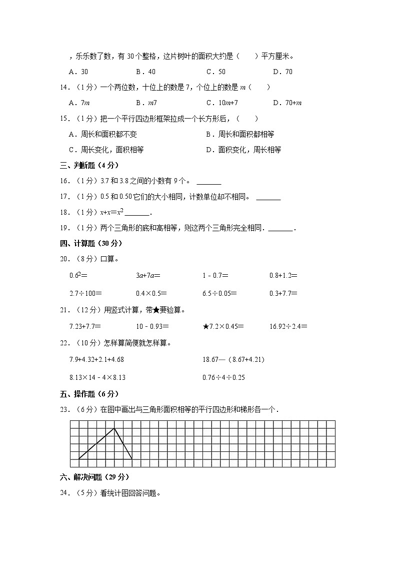 2022-2023学年贵州省贵阳市花溪区五年级（上）期末数学试卷第2页