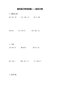 期中复习专项训练—脱式计算题（试题）二年级下册数学人教版