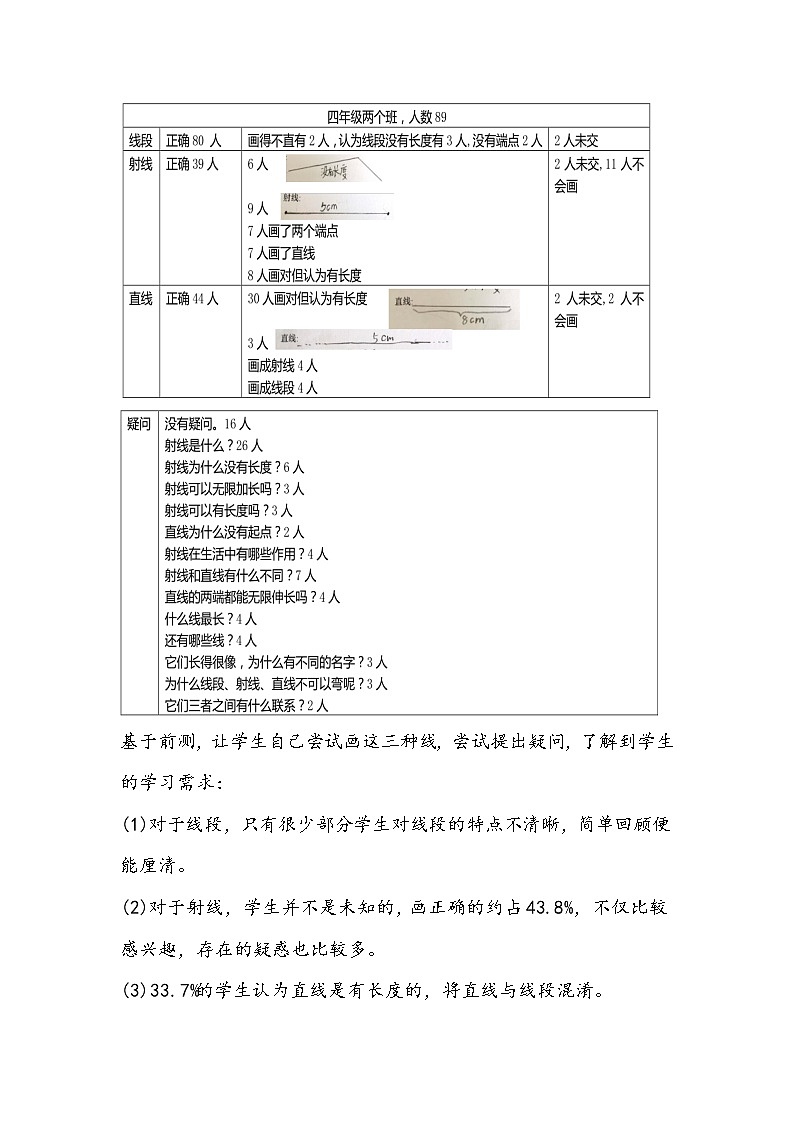 人教版数学四年级上册《线段、射线和直线》教学设计第2页