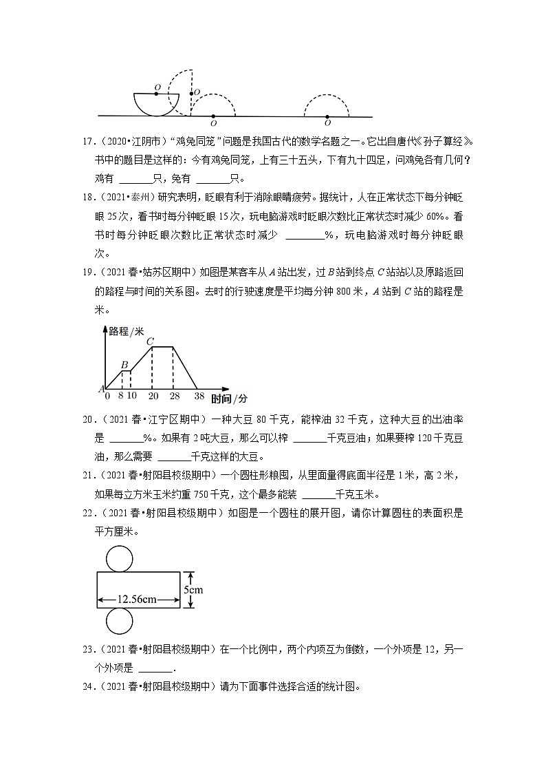 【备考2023期中】期中真题汇编填空题（三）-六年级下册数学精选高频考点培优卷03