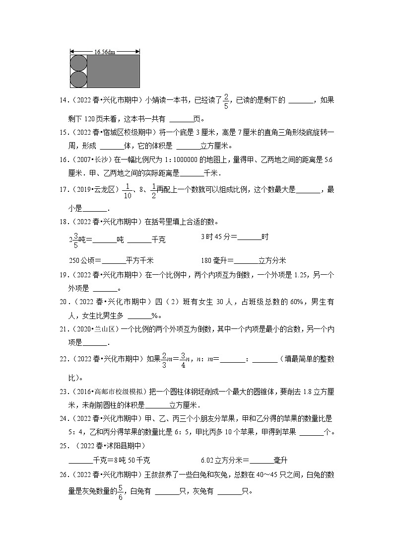 【备考2023期中】期中真题汇编填空题（一）-六年级下册数学精选高频考点培优卷第2页