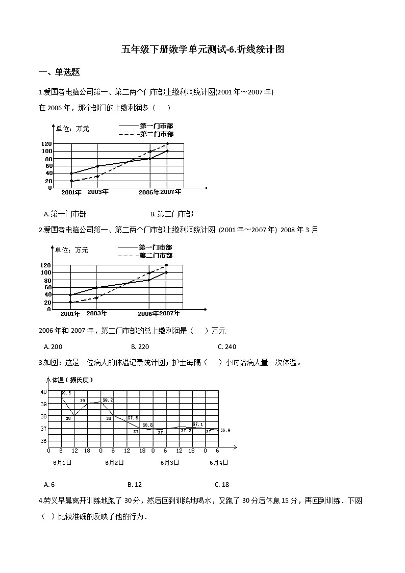 西师大版五年级数学下册第六单元测试卷 (1)第1页