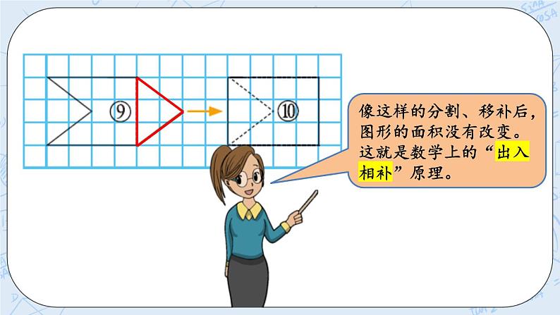 北师大版数学五年级上册教学课件—4.1 比较图形的面积07