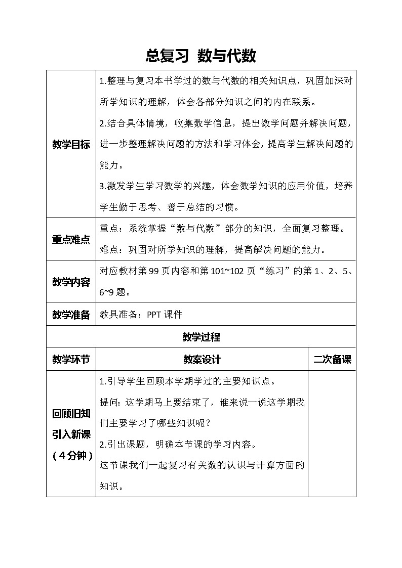 北师大版数学四年级上册-总复习 数与代数（课件+教案+学案+习题）01