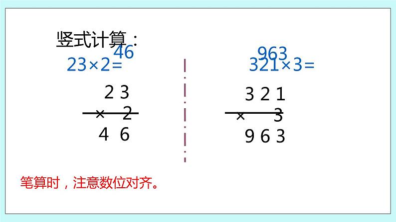 1.7《两、三位数乘一位数的笔算（不连续进位）》课件第3页