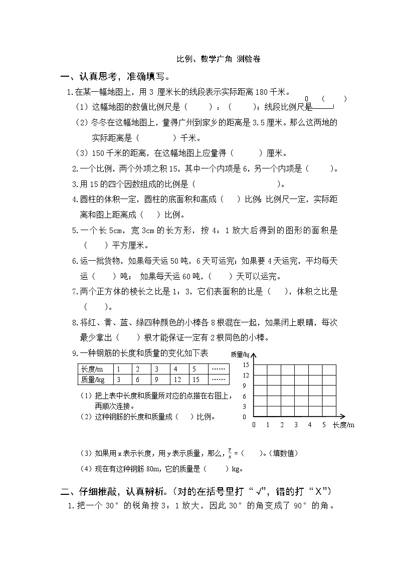 2016荔湾六下比例与广角数学单元试卷第1页