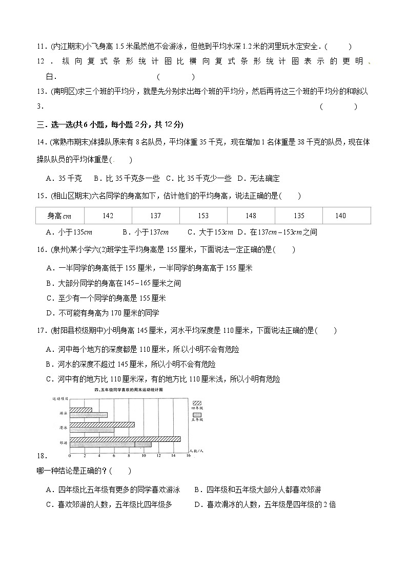 人教版数学4年级下册  第8单元培优拔高测评试题-学生版03