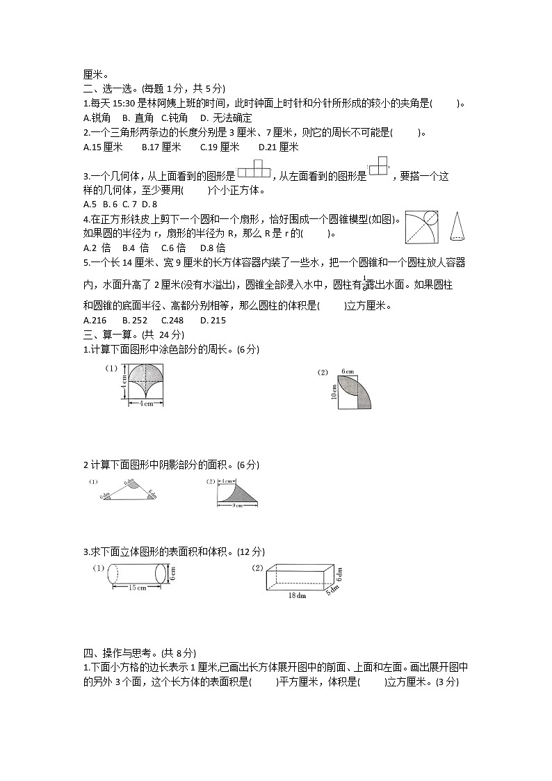 苏教版六年级数学下册期末专题测试卷(三)图形的认识与测量第2页