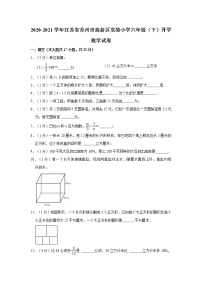 2020-2021学年江苏省苏州市高新区实验小学六年级（下）开学数学试卷