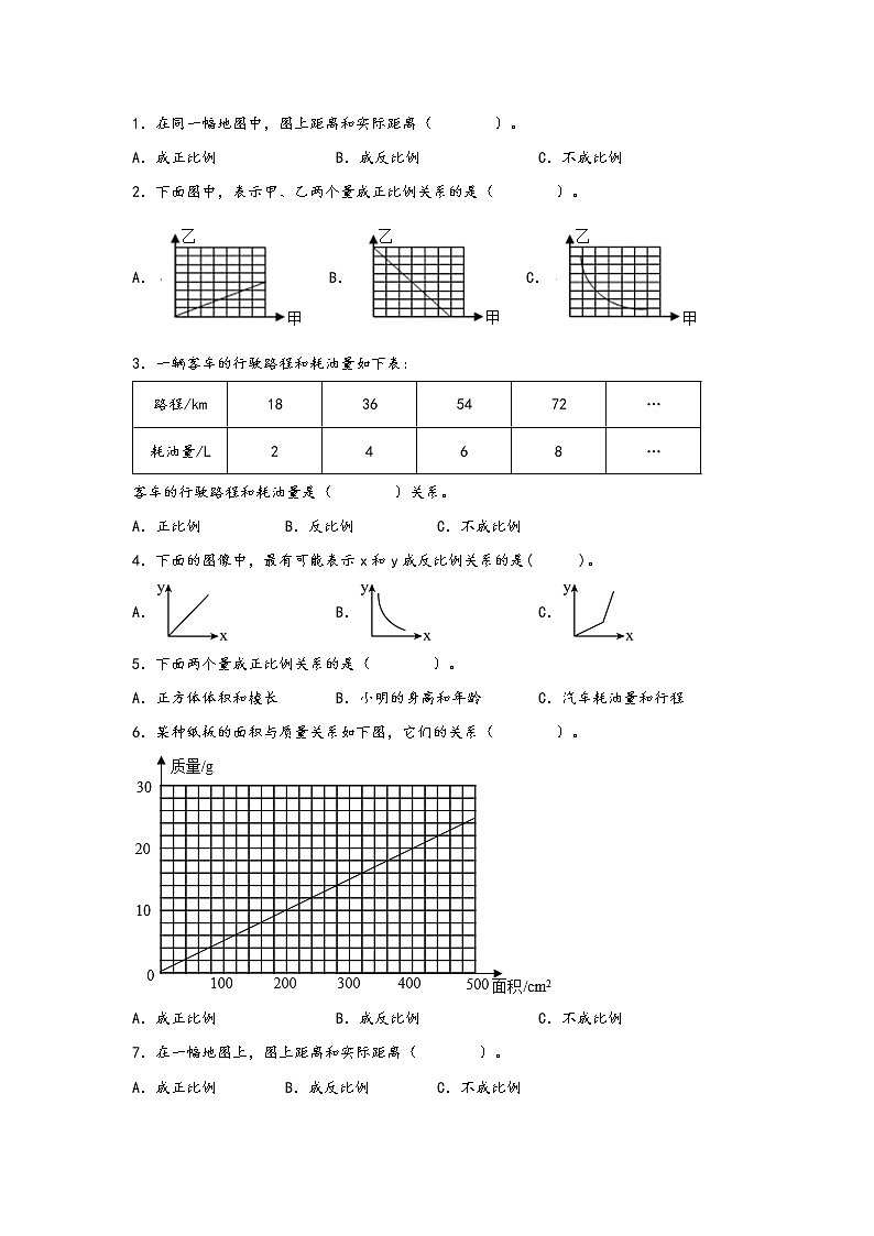 2022-2023学年苏教版数学六年级下册期中专题复习——6.正比例和反比例（含答案）第2页