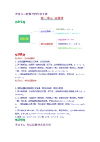 2022-2023学年青岛六三版数学四年级下册单元复习精讲精练：第三单元 运算律 （教师版+学生版）