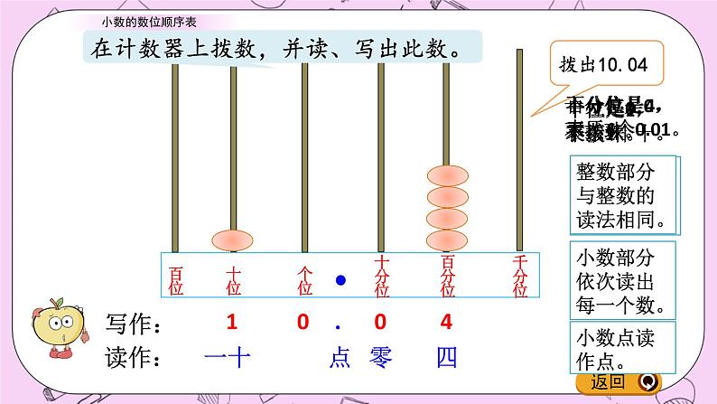 青岛五四版数学四上5.2 小数的数位顺序表 课件第7页