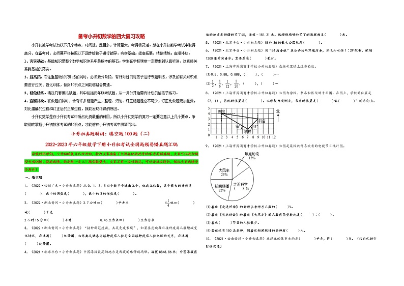 小升初数学考试全国高频易错真题汇编  小升初真题特训：填空题100题（2）01