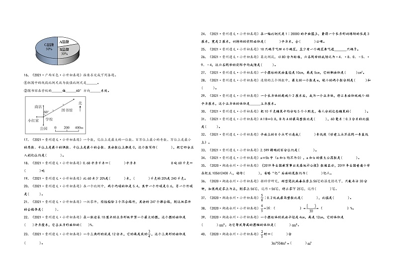 小升初数学考试全国高频易错真题汇编  小升初真题特训：填空题100题（3）02