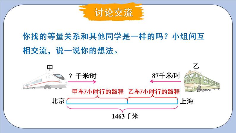 八 方程 4.列方程解决问题    第2课时 相遇问题 PPT课件05