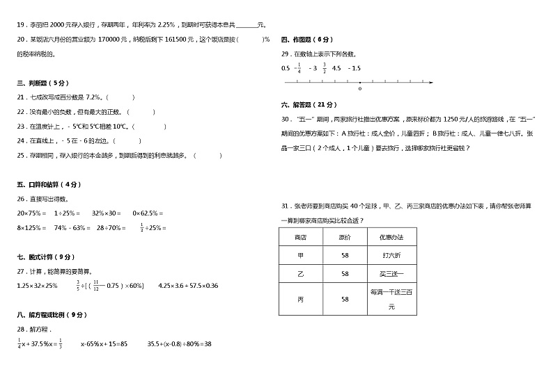 人教版小学数学六年级下册第一阶段（1、2单元）质量调研卷（含答案+详细解析）02