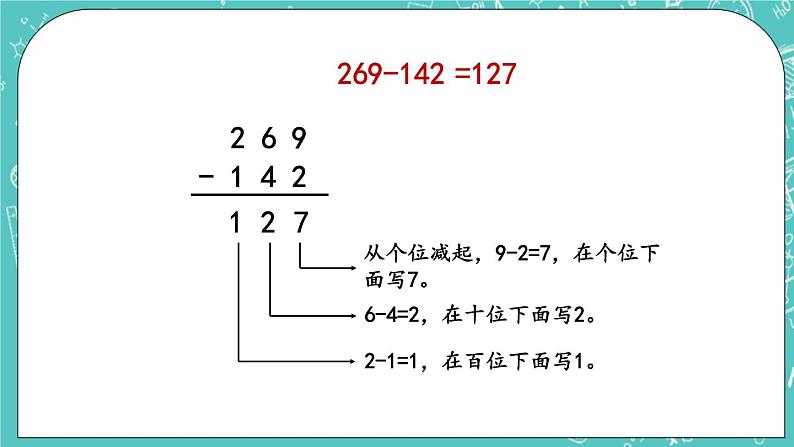 第五单元 万以内数的加法和减法5.6 三位数减三位数（不退位）笔算 课件第7页