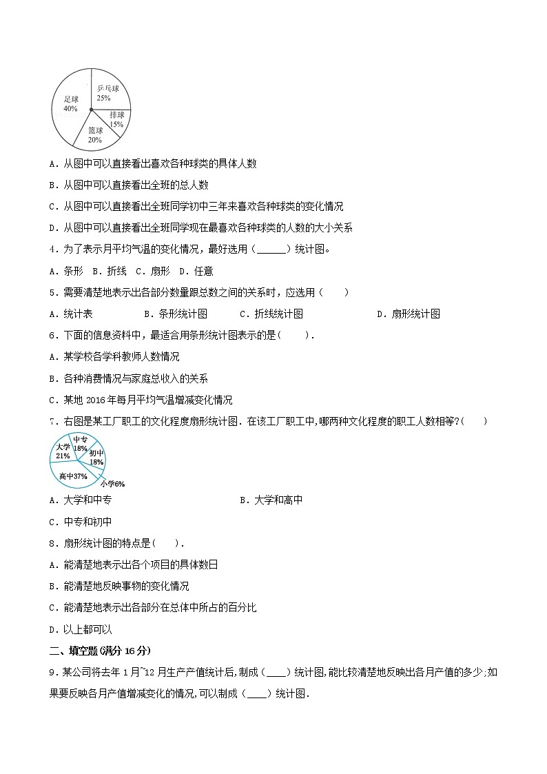 【单元AB卷】六年级上册数学单元测试A卷-第05单元 数据处理 北师大版（含答案）02