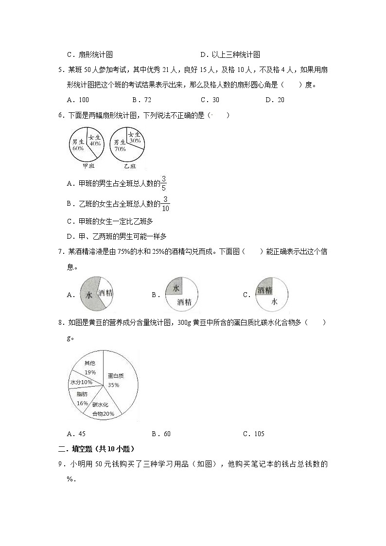 【精品】六年级数学上册  第05单元《数据处理》期末综合复习能力提升试卷   北师大版（含解析）02