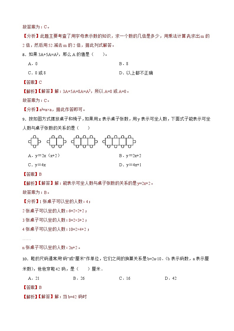 2022-2023学年小升初数学专项备考高频考点一轮复习系列之：式与方程——用字母表示数 试卷练习03