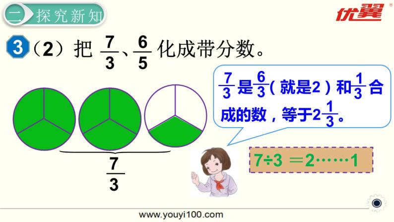 小学数学人教版五年级下册真分数和假分数教学ppt课件-教习网|课件下载