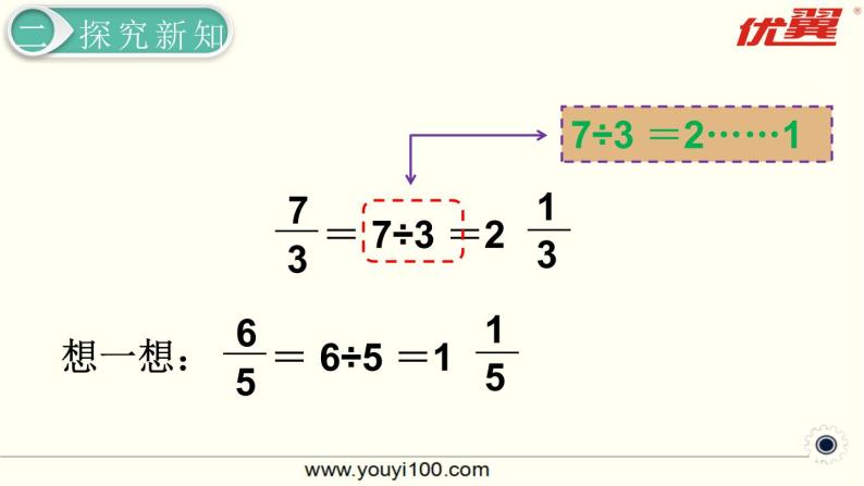 小学数学人教版五年级下册真分数和假分数教学ppt课件-教习网|课件下载