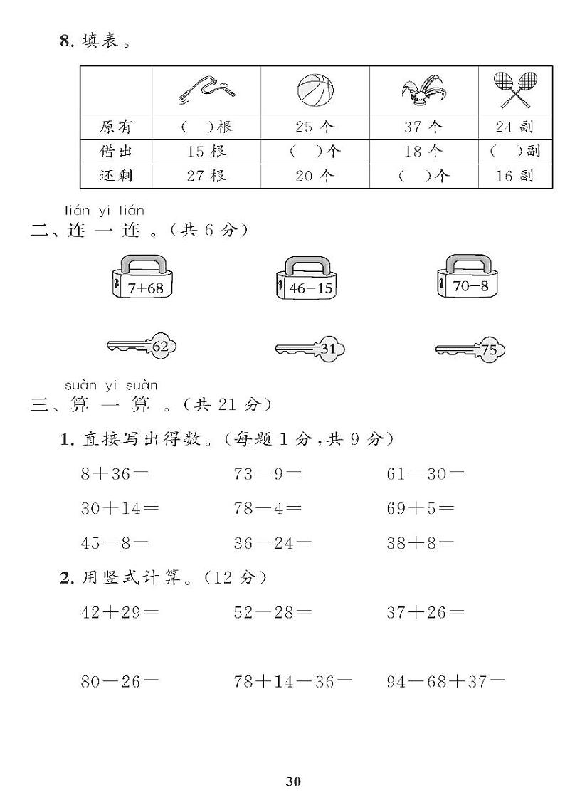 （2023春）青岛版小学数学（一下） 第七单元综合检测题第2页