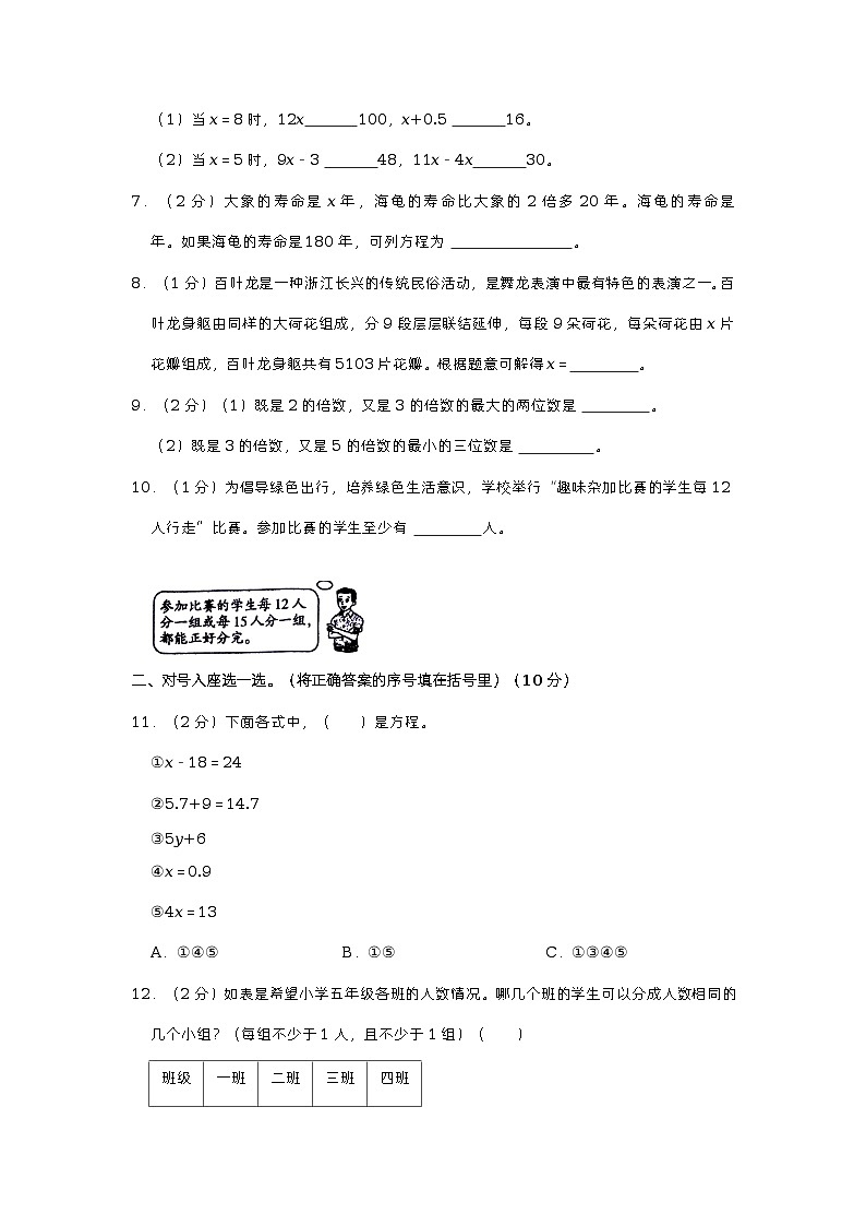 河南省周口市太康县2022-2023学年五年级下学期期中数学试卷02