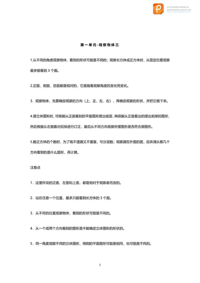 数学五下第一单元知识点归纳第1页