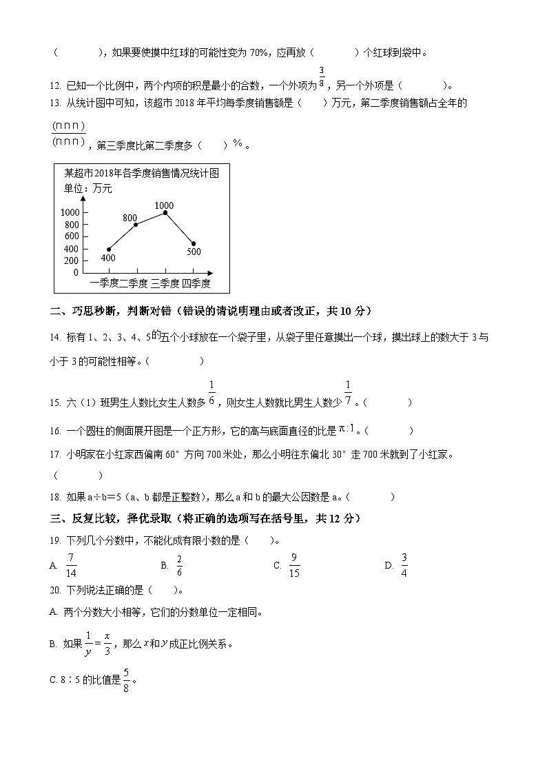 【小升初真题卷】2021-2022学年山西省长治市沁县人教版六年级下册期末文化测评数学试卷（原卷版）第2页