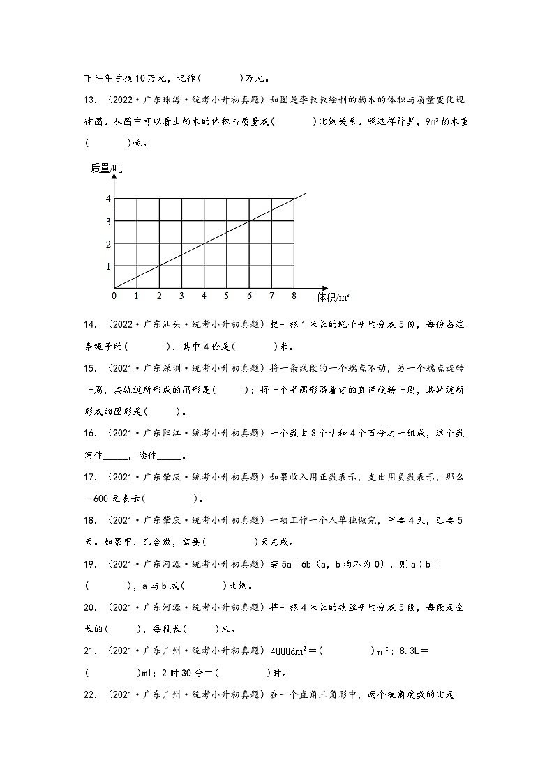 题型二  填空题95题（一）——广东省各地区小升初题型真题汇编（人教版）（含解析）第2页