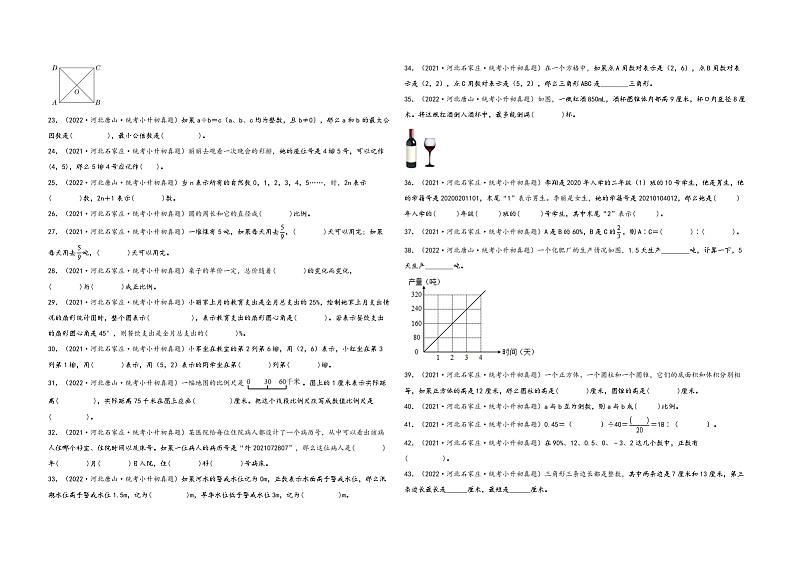 题型二  填空题67题（一）-——（2023专用）2021+2022年河北省各地区小升初真题题型汇编（冀教版）（含解析）第2页