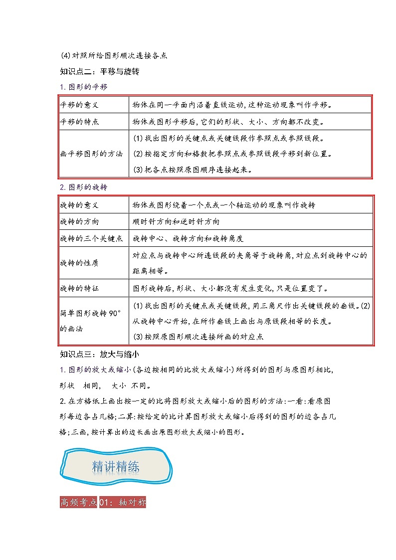 专题21《图形的变换》 ——2022-2023学年小学数学六年级下册小升初全国通用版专题复习讲义（原卷版）第2页