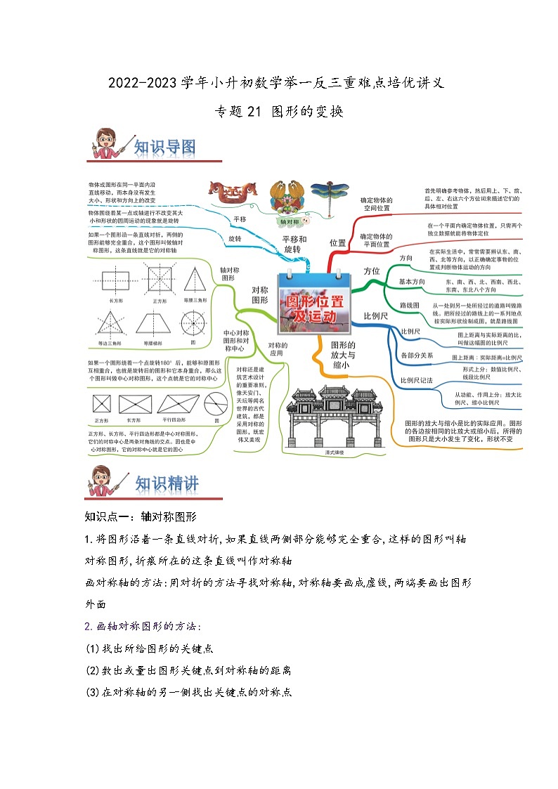 专题21《图形的变换》 ——2022-2023学年小学数学六年级下册小升初全国通用版专题复习讲义（解析版）第1页