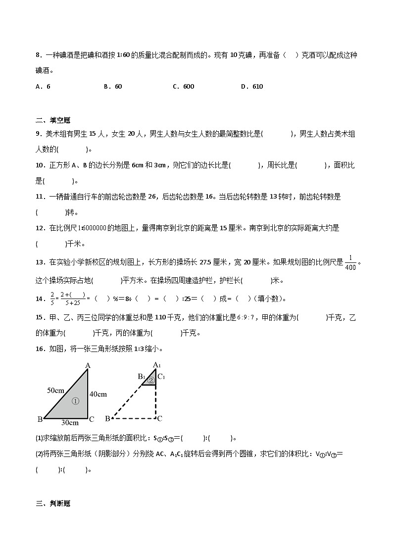 比和比例——小学数学六年级下册北师大版小升初专项突破第2页