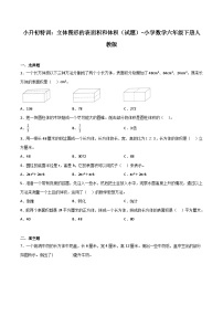 小学数学六年级下册小升初人教版专题特训：立体图形的表面积和体积（含答案）学案