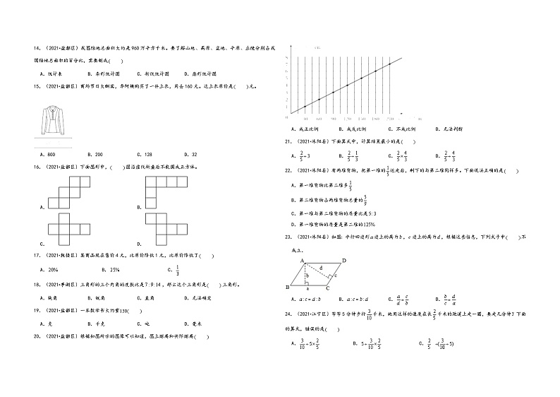 必考题型一  选择题60题（三）——2021+2022年江苏省各地区小升初数学必考题型真题汇编（苏教版）第2页