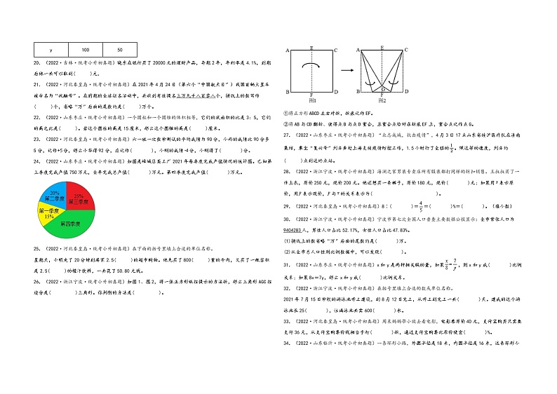 题型二  填空题91题（三）——（2023专用）2022年全国各地区小升初数学真题题型汇编（通用版）（含解析）第2页