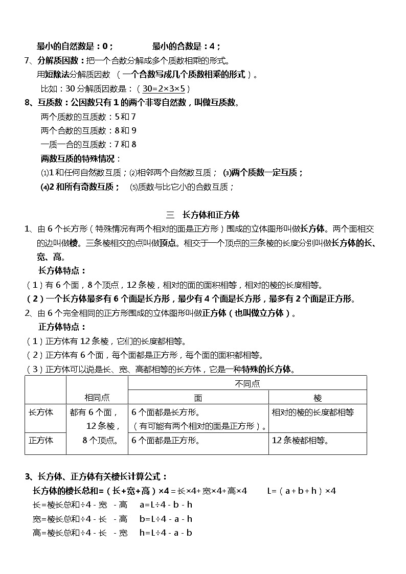 人教版数学小学五年级下册《期中复习》知识点梳理第3页
