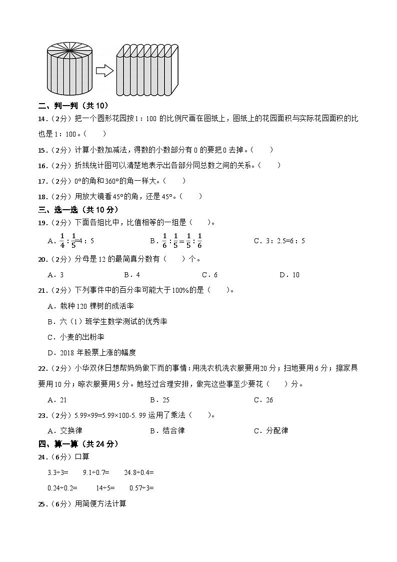 广东省惠州市惠阳区2022-2023学年六年级下学期数学期中试卷第2页