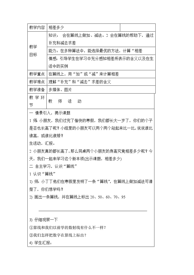 二年级下数学教案相差多少_沪教版第1页