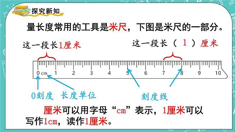 西师大版数学二年级上册 第五单元  测量长度 第1课时  用厘米作单位量长度 PPT课件04