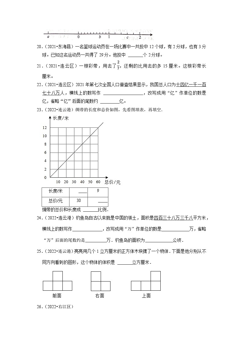 小升初真题汇编填空题（二）-2023年六年级下册数学高频考点苏教版（江苏连云港）03