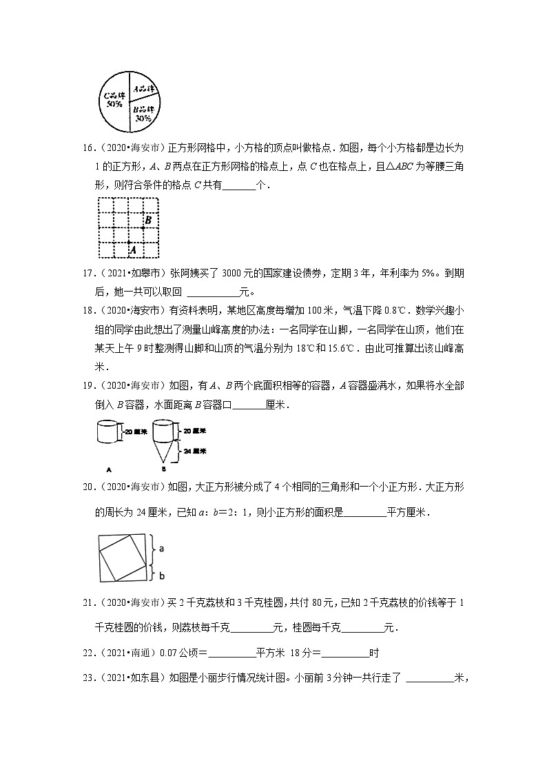 小升初真题汇编填空题（三）-2023年六年级下册数学高频考点苏教版（江苏南通）03
